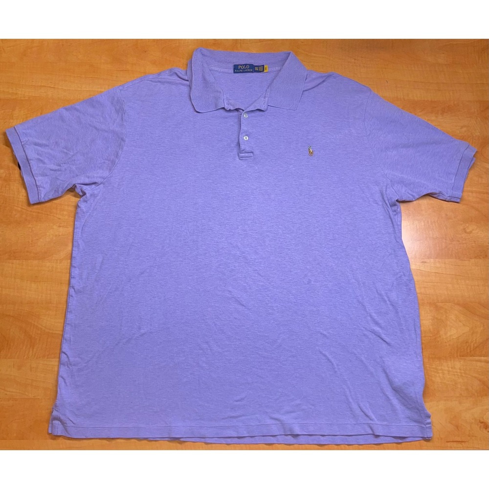 Polo Ralph Lauren Mens 3XLT Purple Heather Short Sleeve Cotton Pony Polo Shirt